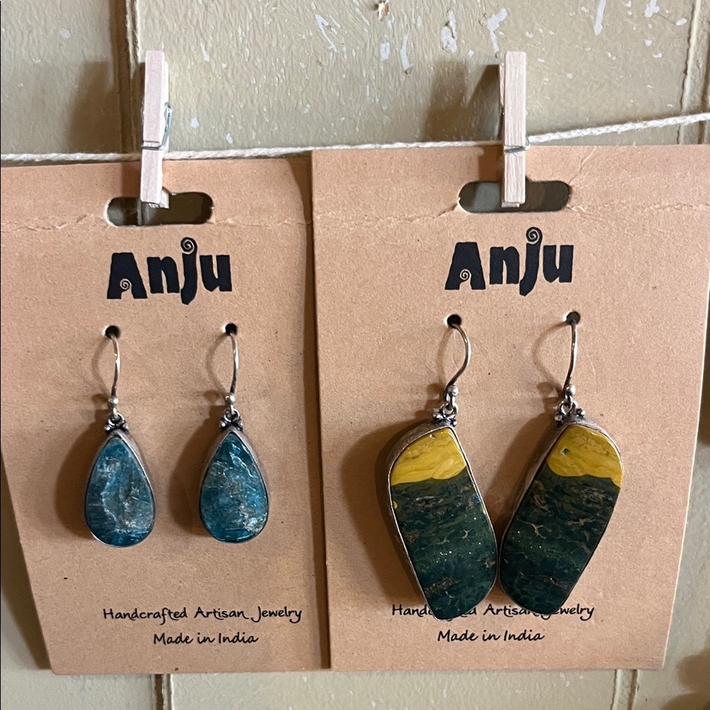 Blue and Yellow Artisan Earrings